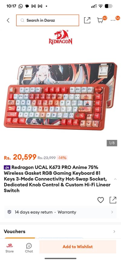 Redragon UCAL k673 pro anime keyboard
