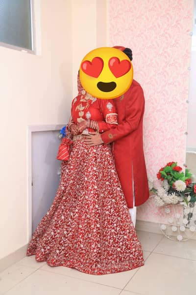 bridal lehnga and groom shervani