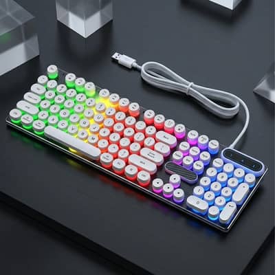 White RGB Round keys keyboard