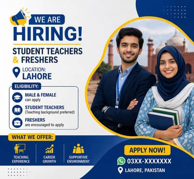 we are hiring males and females teachers house wife students. . . . .