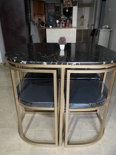 Modern Marble Dining Table Set with Chairs – Stylish & Compact