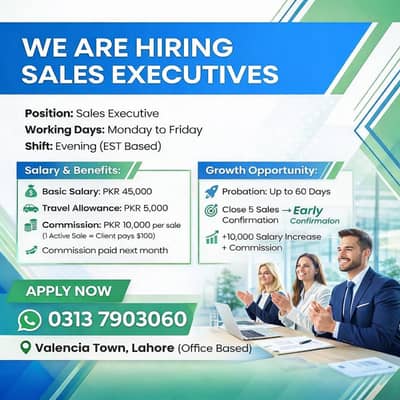 Sales Jobs Lahore | Evening Shift Jobs | High Salary + Commission