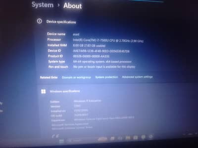Dell core i7 7th generation 8 gb 256 gb m1 ssd