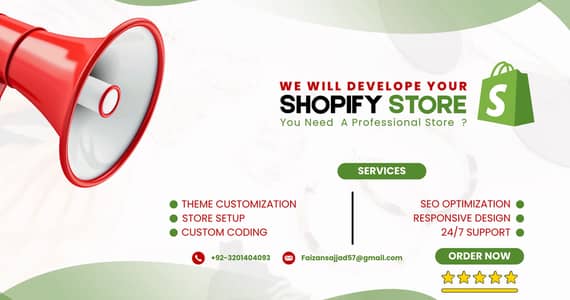 We will develope a professional shopify store