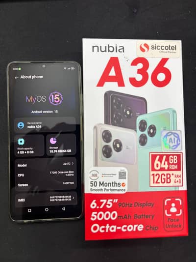 ZTE Nubia A36 Freshly Opened Original Accessories