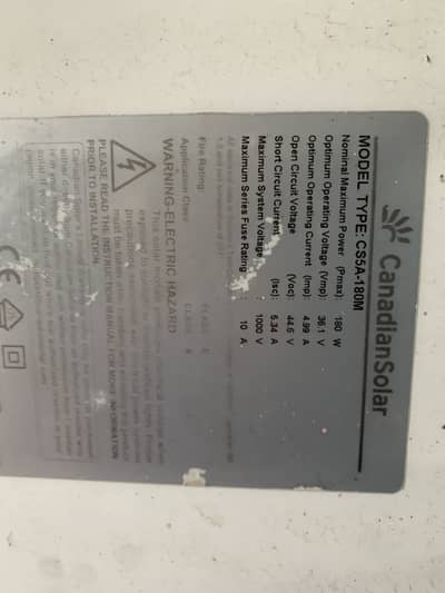 Canadain solar 180 watt