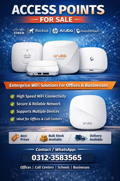 Enterprise Access Points – Cisco | Ruckus | HP Aruba | Grandstream