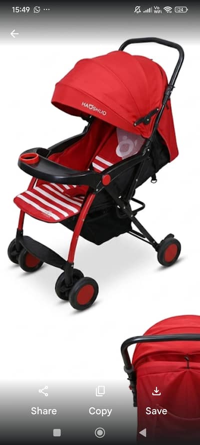 Red HAOSHUO Baby Pram/Stroller -- Foldable & Lightweight