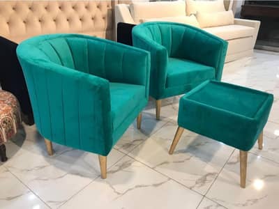 New style's 2 bedroom chairs 1 coffee table & all colours available