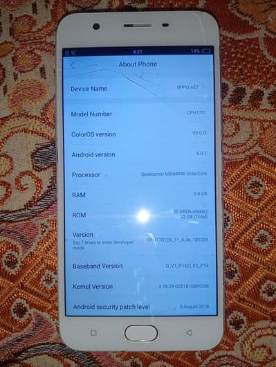 Oppo A57 PTA 3/32GB Fingerprint Working