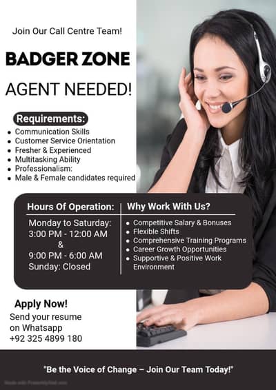 call agents male/female required