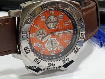 Equip Chronograph watch for men Silver and oring dial color