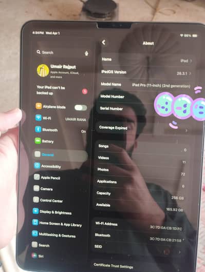IPAD PRO 2020 (2nd Gen 11-Inc) 256GB urgent sale