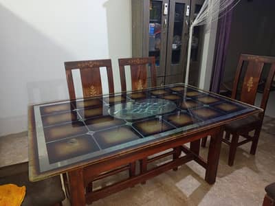 Glass Dining table with 6 chairs