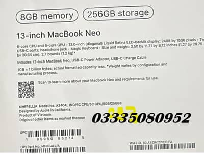 Macbook NEO / MHFF4 / indigo / (08GB-256GB) - 05C / 06C - 13-Inch 2026