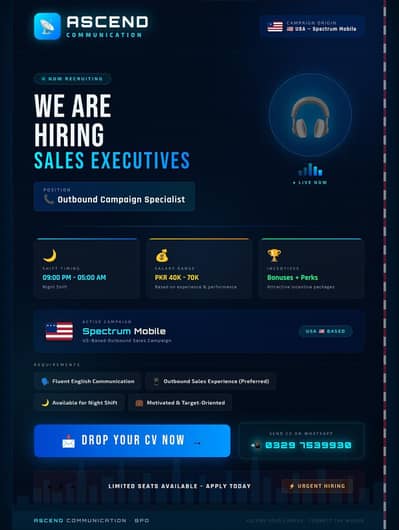 Job Urgently Required Sales Executives Lahore (US BASED CAMPAIGN)