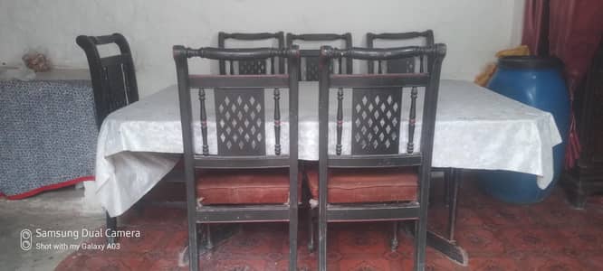 square Dining Table with Dining 6 chairs And Wooden Sofa with 2 Chairs