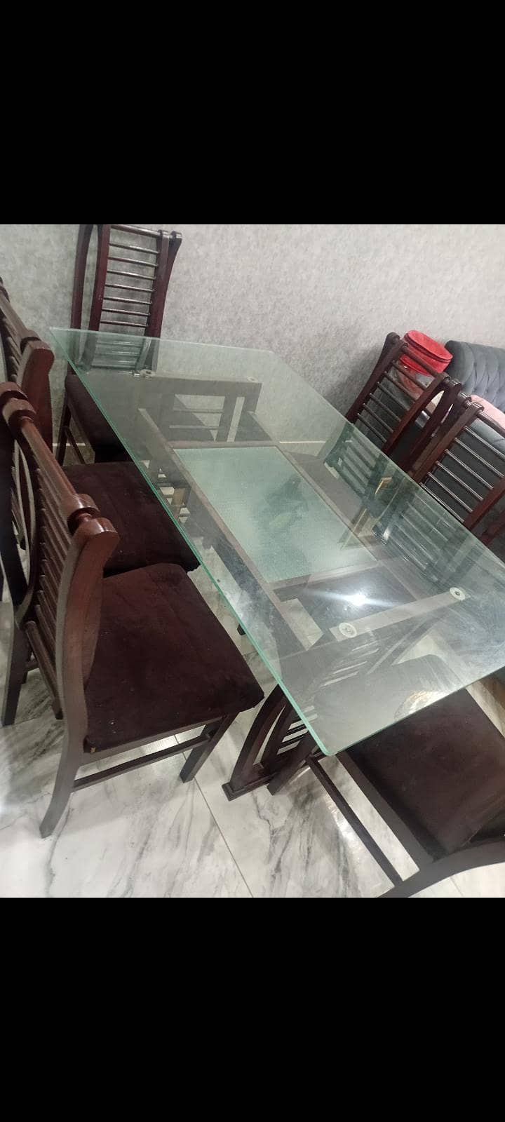 6 seater Dining table & L shape sofas 1