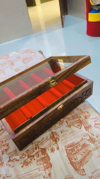 Wooden Bangle Box with Glass Top – New”