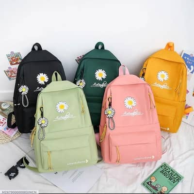 multicolor daisy print nylon backpack 4 pcs