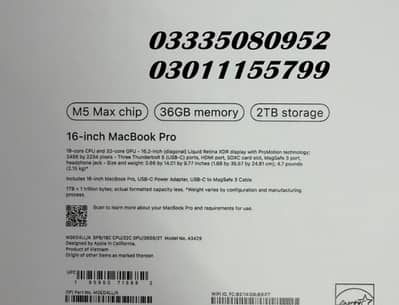 Macbook Pro / M5 Max / 16"- (36GB / 02TB) - 32C GPU SPACE BLACK  MGED4