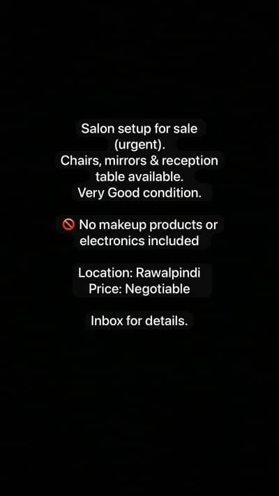 Salon Setup for sale – Urgent Sale
