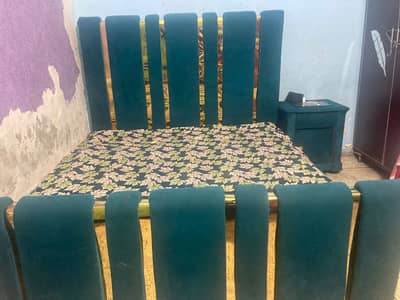 Velvet king bed size with side tables