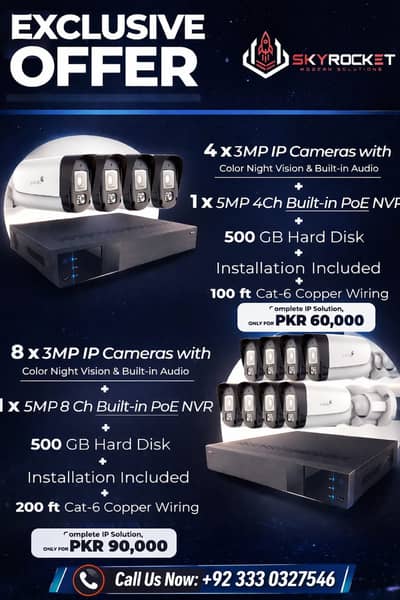 CCTV Camera System 4 & 8 Channel 3MP IP Cameras Night Vision
