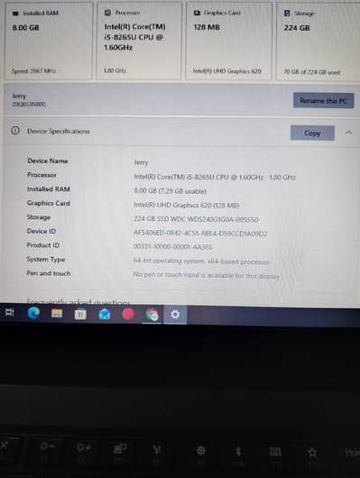 i5 8th Generation 8/250