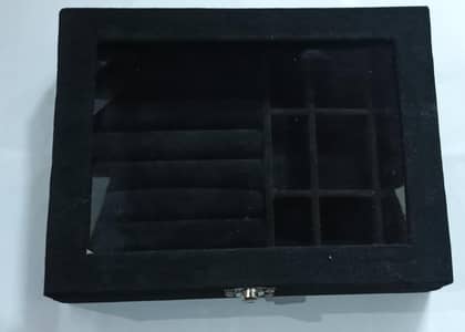 Luxury black Velvet Jewelry Box With Transparent Lid & Secure Clasp.