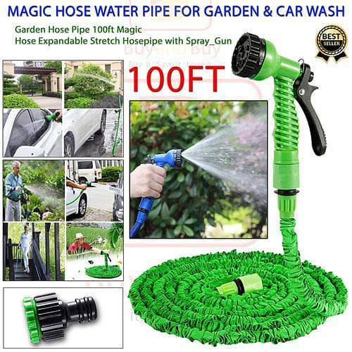 Magic Hose Pipe 100ft Multi-Function Expandable Water Spray Gunn