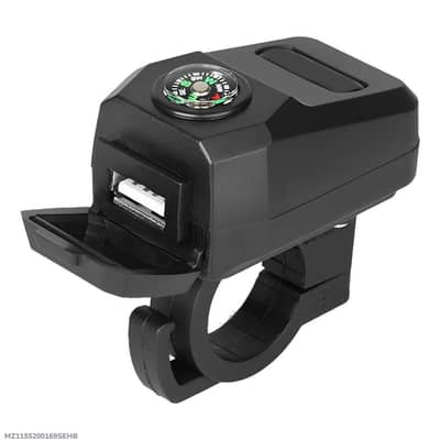 Motorcycle USB Charger with Compass Waterproof Black