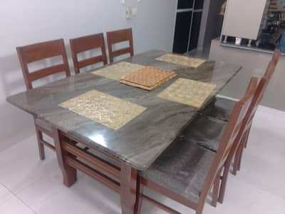 dining table with 6 chairs marble top