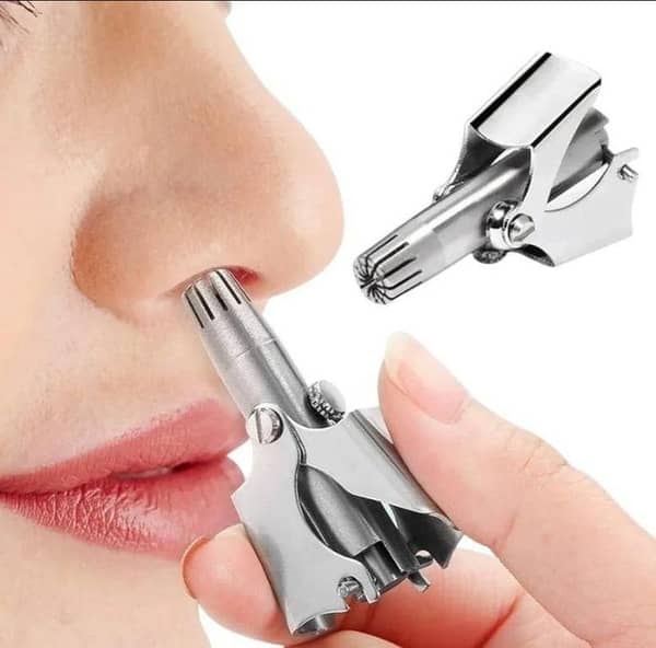 Manual Stainless Steel Nose & Ear Hair Trimmer – Painless, Battery-Free Precision Grooming Tool with Cleaning Brush