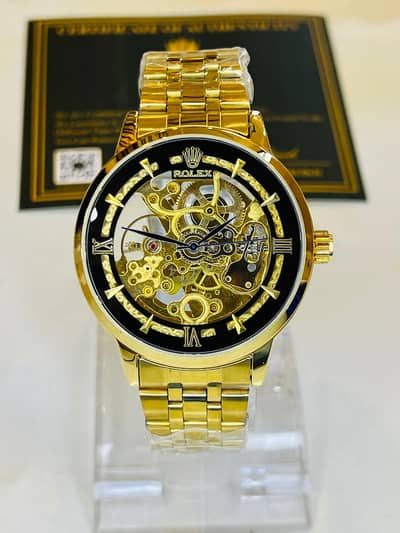 Rolex Skeleton Dail golden watch