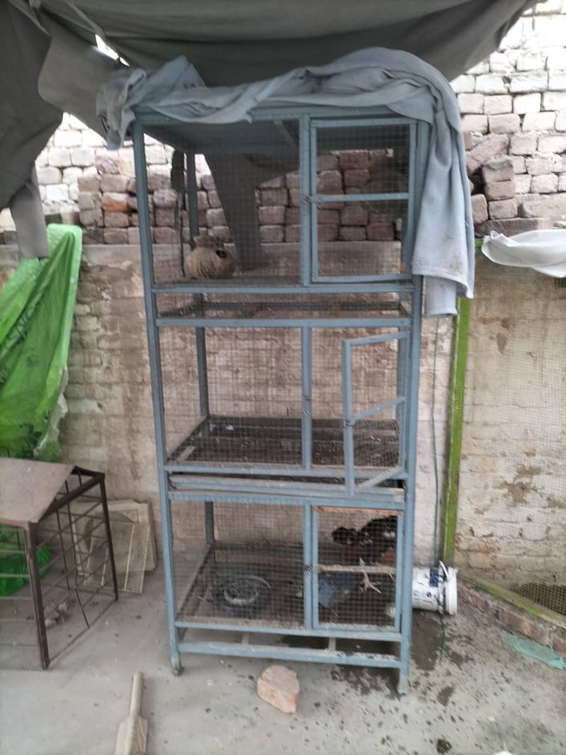 بڑا مضبوط 3 پورشن والا پنجرہ (ٹرے کے ساتھ) برائے فروخت 1