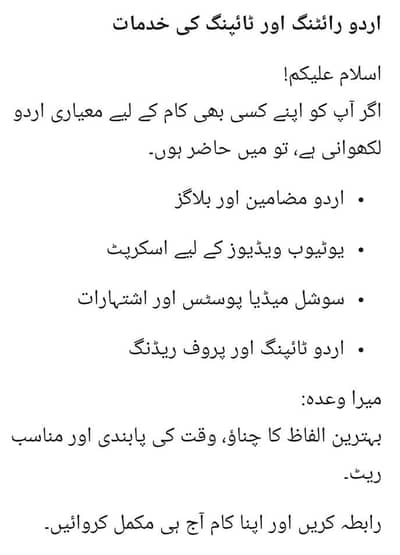 ​Urdu Content Writer and Typing Expert