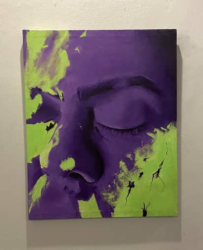 Painting: A girl with splashes