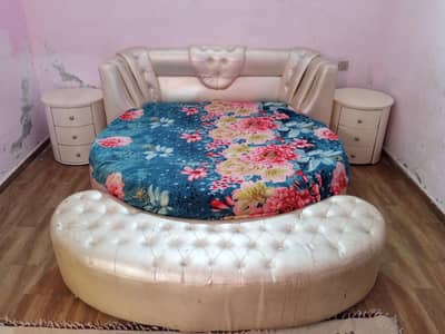 Bed with mattress side table and sitting chair for sale