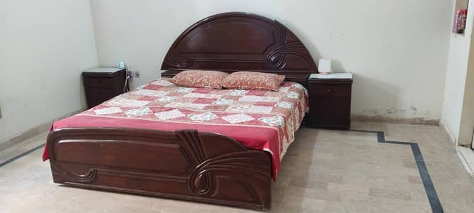 wooden bed with and without side tables sale