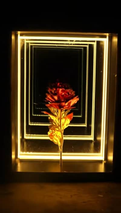 Premium Infinity Mirror Rose Lamp - Unique Decor Item