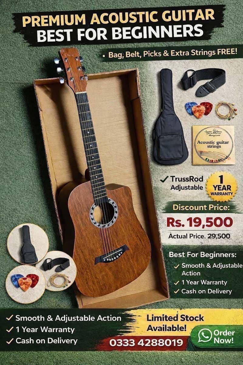 branded guitars with trust rod made with timber wood - Musical ...
