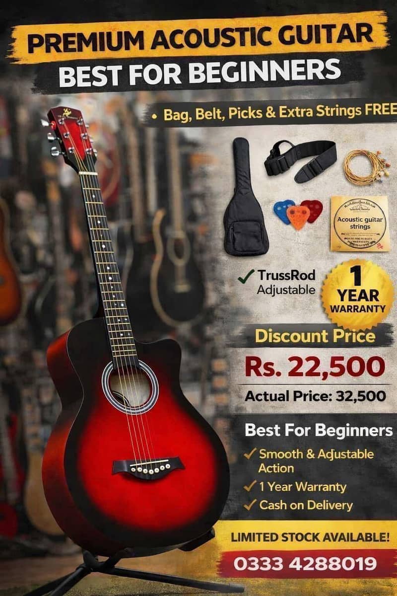 branded guitars with trust rod made with timber wood - Musical ...