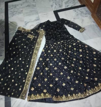 Black Fancy Sharara frock For Sale