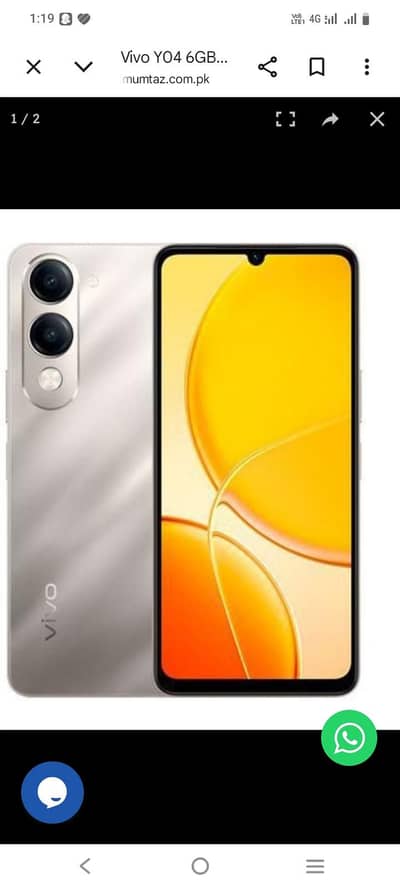 vivo y04 All ok 4/64 1 hand use 2 month warranty call 03488037599