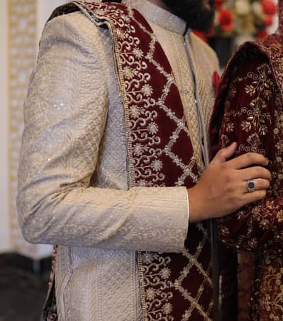Sherwani + Turban + Shawl + Shoes (Khussay)