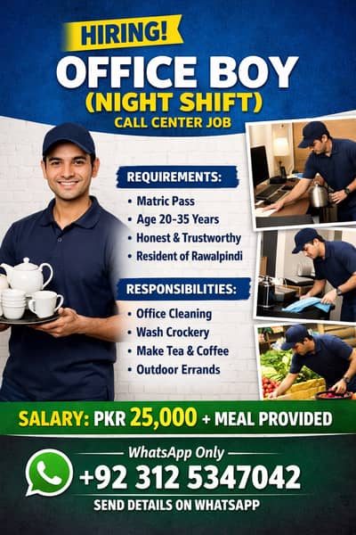 Looking For Office Boy For Night Shift Call Center Job