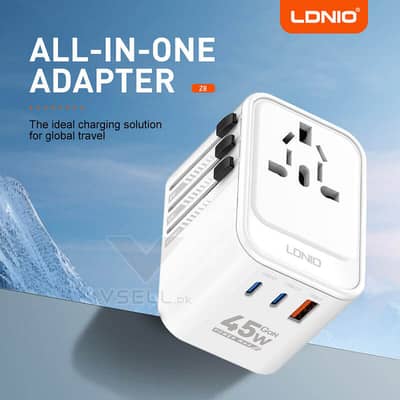 LDNIO Z8 - 3 Ports 45W GaN Travel Adapter Charger (Type-C + USB-A)