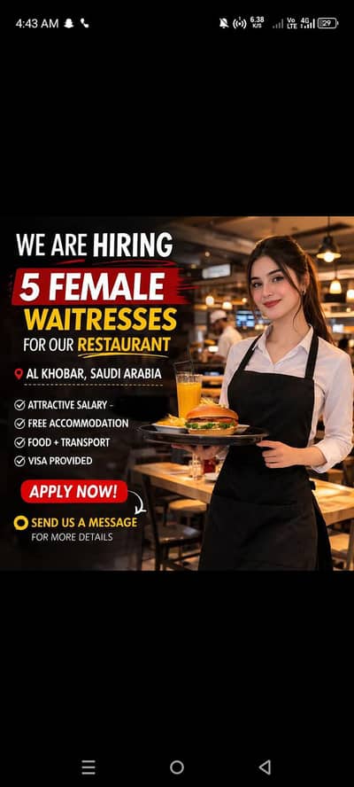 female waiters for uae