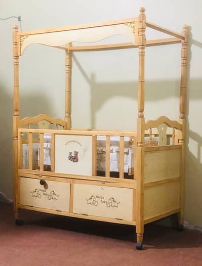 wooden swing  with baby cloths and toys storage